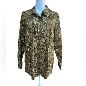 Charter Club: Animal Print Pleated Button Down Shirt Blouse